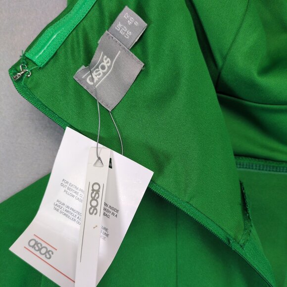 NWT ASOS Green Bandeau Keyhole Ruffle Strapless Sheath Dress, Women's 8 Prom - Picture 5 of 7